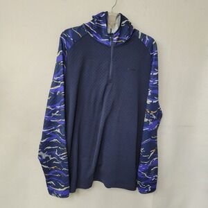 &Lore By Tahoe River Hoodie Mens XXL Blue Camo Quarter Zip Pullover Textured